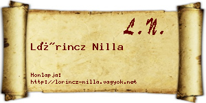 Lőrincz Nilla névjegykártya